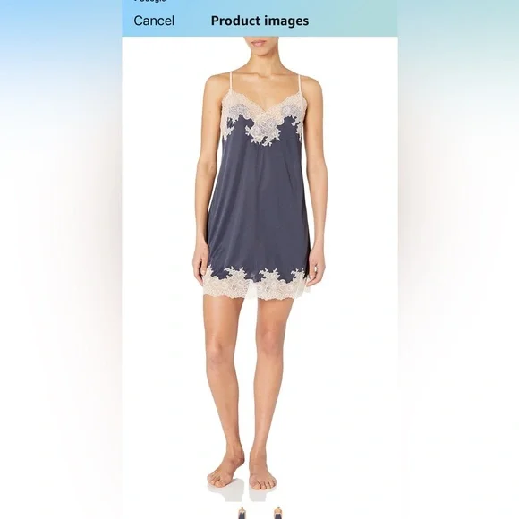 Natori Women's Enchant silky Slip Chemise with lace detail and adjustable straps - Picture 4 of 4